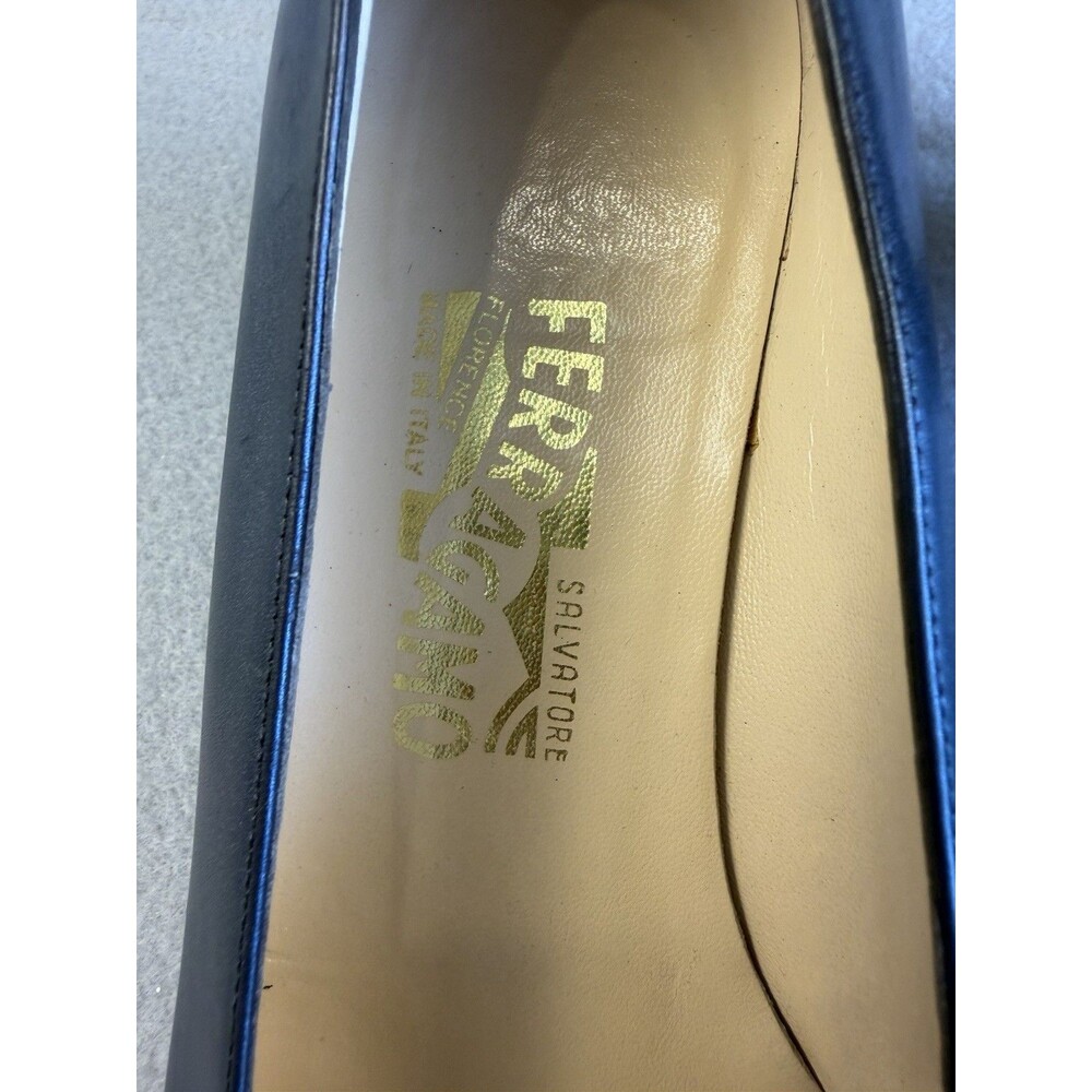 Salvatore Ferragamo Women's Leather Square Toe Pump Block Heel 9 C - Picture 4 of 11